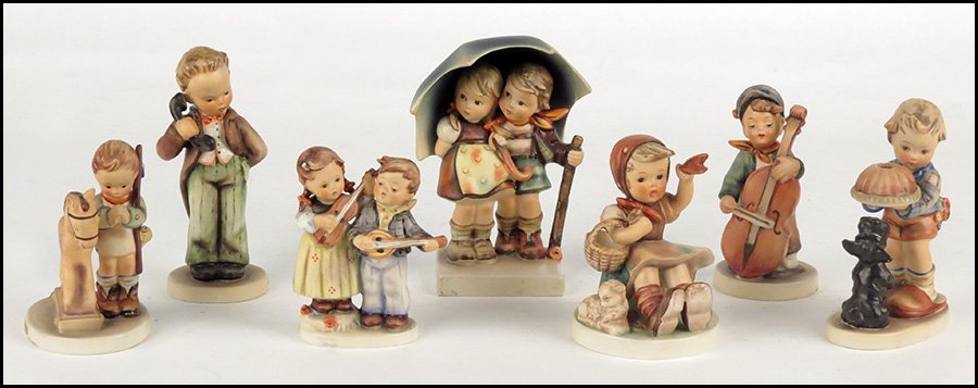 SEVEN HUMMEL FIGURES.: SEVEN HUMMEL FIGURES. Comprised of 'Sweet Music', 'Prayer Before Battle', 'Farewell', 'Begging his Share', 'Happy Days', 'Hello', and 'Stormy Weather' Tallest: 6"