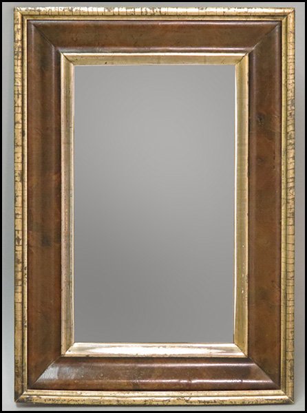 MAHOGANY AND PARCEL GILT MIRROR.: MAHOGANY AND PARCEL GILT MIRROR. 30.5" x 21.5"