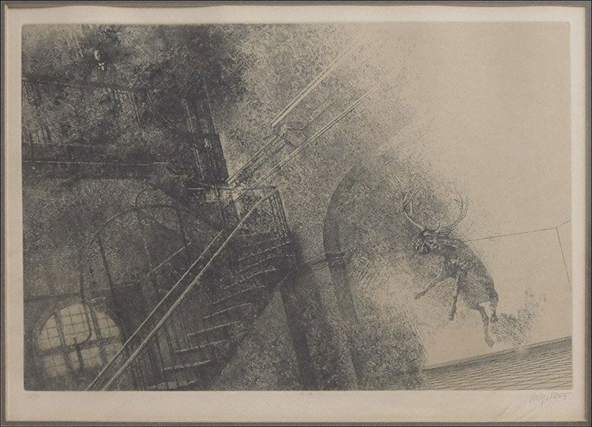 PETER MILTON (AMERICAN, B. 1930) THE JOLLY CORNER II:3,: PETER MILTON (AMERICAN, B. 1930) THE JOLLY CORNER II:3, 1971. Etching, edition 24/90. Signed and dated LR 11" x 15.5"