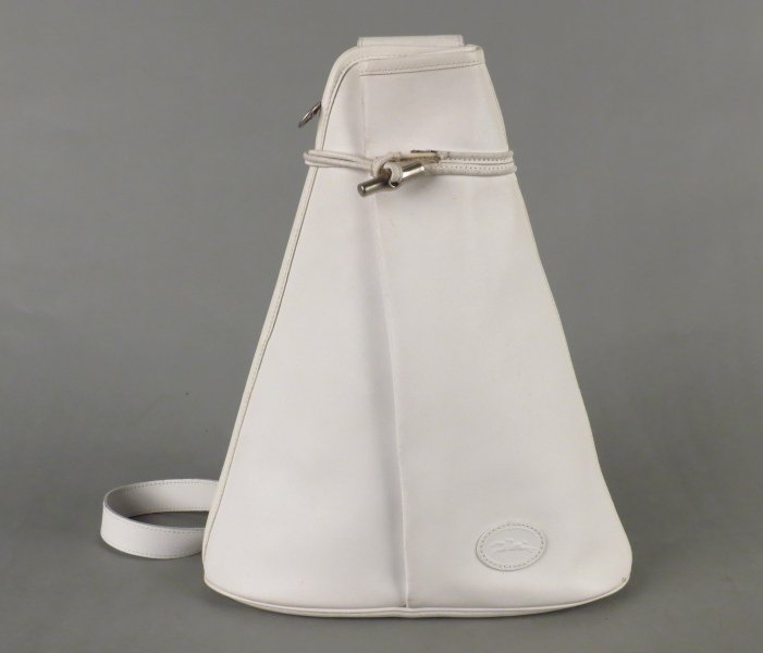 LONGCHAMP WHITE LEATHER BACKPACK.: LONGCHAMP WHITE LEATHER BACKPACK. With dustbag 14" x 12"