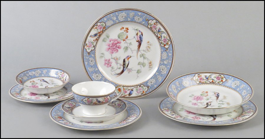 HUTSCHENREUTHER PARTIAL DINNER SERVICE.: HUTSCHENREUTHER PARTIAL DINNER SERVICE. Comprised of twelve 8.5" plates, eleven 8" plates, twelve saucers, a bread plate, three teacups, eleven fruit bowls, and a soup bowl