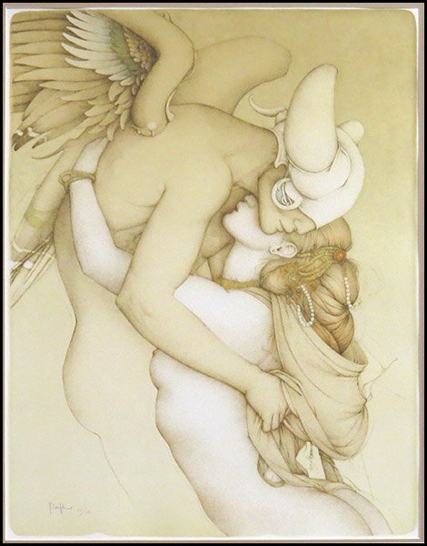MICHAEL PARKES (AMERICAN, B. 1944) SAVITRI.: MICHAEL PARKES (AMERICAN, B. 1944) SAVITRI. Stone lithograph, edition 261/290. Signed "Parkes" LL Frame: 38'' X 30.5 Lithograph: 27.5'' X 21''