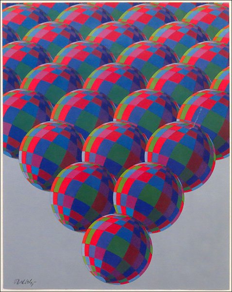 AFTER VICTOR VASARELY (1906-1997) VASARELY FARBWELT.: AFTER VICTOR VASARELY (1906-1997) VASARELY FARBWELT. Exhibition poster, unframed Sheet: 29.25" x 23"