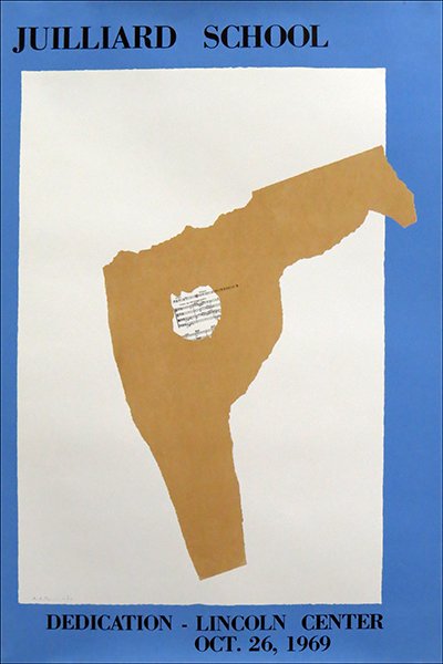 ROBERT MOTHERWELL: JULLIARD SCHOOL POSTER.: ROBERT MOTHERWELL: JULLIARD SCHOOL POSTER. Color Lithograph. Dedication - Lincoln Center, Oct. 26, 1969 Loose sheet: 45" x 30"