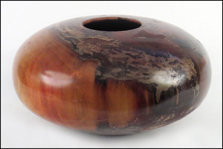 EDWARD MOULTHROP (AMERICAN, 1916-2004) FIGURED TULIPWOO: EDWARD MOULTHROP (AMERICAN, 1916-2004) FIGURED TULIPWOOD. Signed "Moulthrop" and "Figured Tulipwood"; Stamped "M" H: 8.5'' D: 16.5''