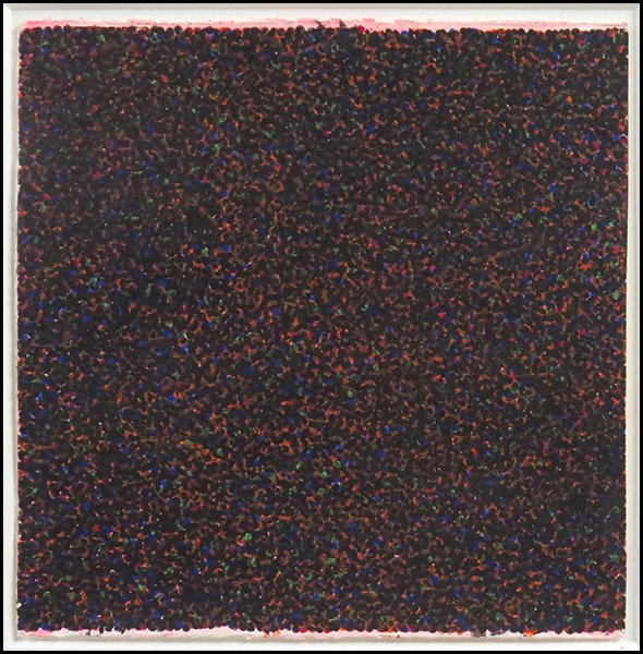 SARA SOSNOWY (AMERICAN, B. 1957) DOT SERIES # 33.: SARA SOSNOWY (AMERICAN, B. 1957) DOT SERIES # 33. Acrylic on paper. Pencil signed verso Sheet: 22" x 22" Frame: 31'' x 30''