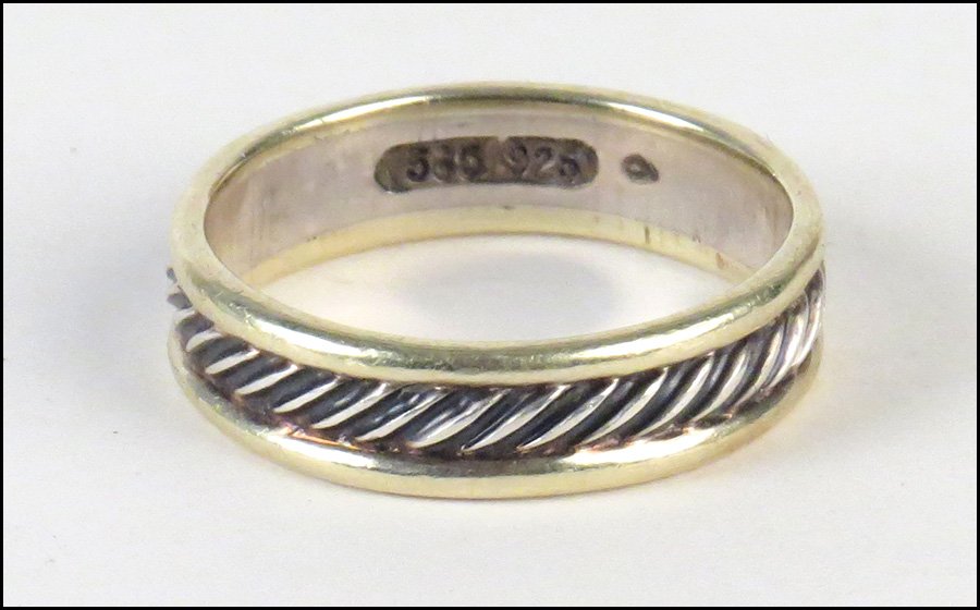 DAVID YURMAN MAN'S 14 KARAT YELLOW GOLD AND STERLING SI: DAVID YURMAN MAN'S 14 KARAT YELLOW GOLD AND STERLING SILVER RING.