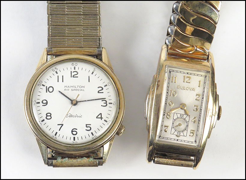 BULOVA GOLD FILLED WATCH.: BULOVA GOLD FILLED WATCH. Together with a Hamilton RR Special watch
