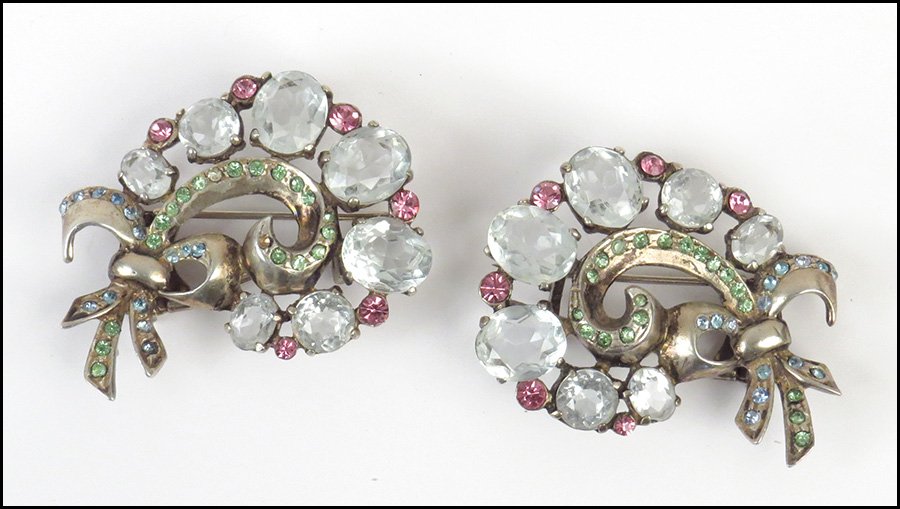 PAIR OF EISENBERG RHINESTONE CLIPS.