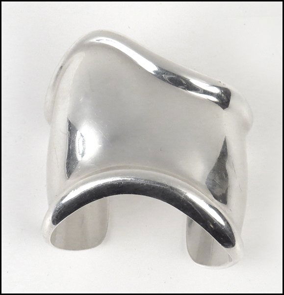 ELSA PERETTI FOR TIFFANY & COMPANY STERLING SILVER BONE: ELSA PERETTI FOR TIFFANY & COMPANY STERLING SILVER BONE CUFF BRACELET. Interior is stamped "Tiffany & Co. / Peretti 1978 / Sterling 925 Italy". Intended for the left wrist