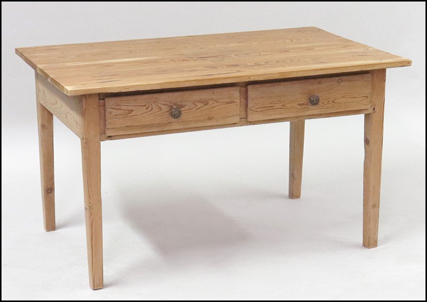 PINE TWO-DRAWER TABLE.
