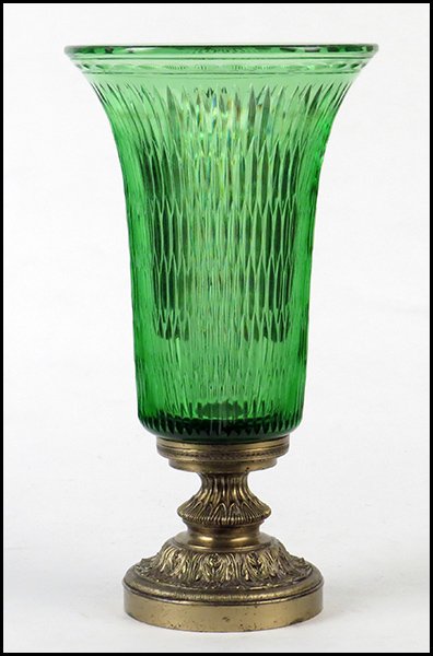 PAIRPOINT CRYSTAL VASE.: PAIRPOINT CRYSTAL VASE. Mounted on a patinated gilt metal pedestal base Total height: 14.5"