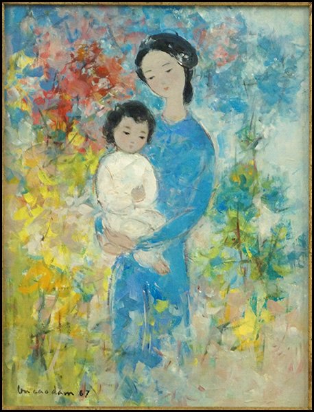 VU CAO DAM (FRENCH/VIETNAMESE, 1908-2000) MERE ET ENFAN: VU CAO DAM (FRENCH/VIETNAMESE, 1908-2000) MERE ET ENFANT. Oil on canvas. Signed and dated, '67, LL. Reverse bears a Findlay Galleries label Canvas sight: 13.5" x 10" Frame: 20" x 17.5"