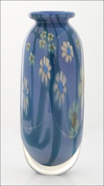 MARK PEISER (AMERICAN, B. 1938) VASE, 1971.: MARK PEISER (AMERICAN, B. 1938) VASE, 1971. Blown glass. Signed and dated along bottom edge Height 7.25" x Diameter: 2.5"