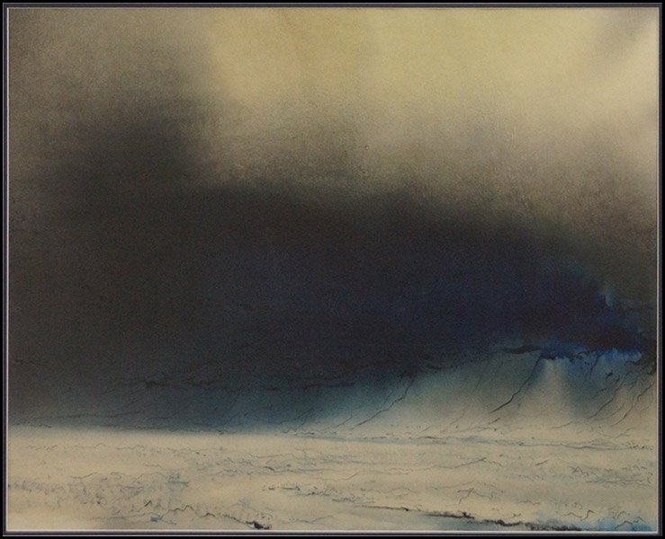 KEN NISHI (AMERICAN/CANADIAN, 1916-2001) NEWFOUNDLAND L: KEN NISHI (AMERICAN/CANADIAN, 1916-2001) NEWFOUNDLAND LIGHTS, 1978. Watercolor on paper. Pencil signed LR. Frame: 39.5" x 33.5" Sight: 25" x 31"