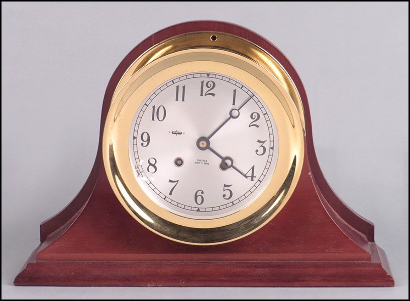CHELSEA SHIP'S BELL MANTLE CLOCK.