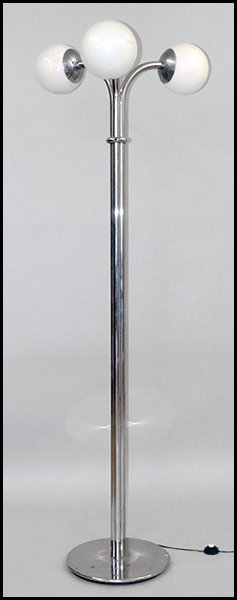 SUPERSTUDIO 'EXCELSIOR' CHROME FLOOR LAMP.: SUPERSTUDIO 'EXCELSIOR' CHROME FLOOR LAMP. With three globes. Unsigned H: 84''