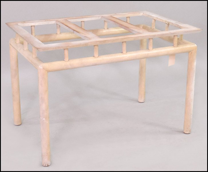 SAMUEL MARX STYLE PAINTED WOOD TABLE BASE.: SAMUEL MARX STYLE PAINTED WOOD TABLE BASE. 29.5'' x 44'' x 28''