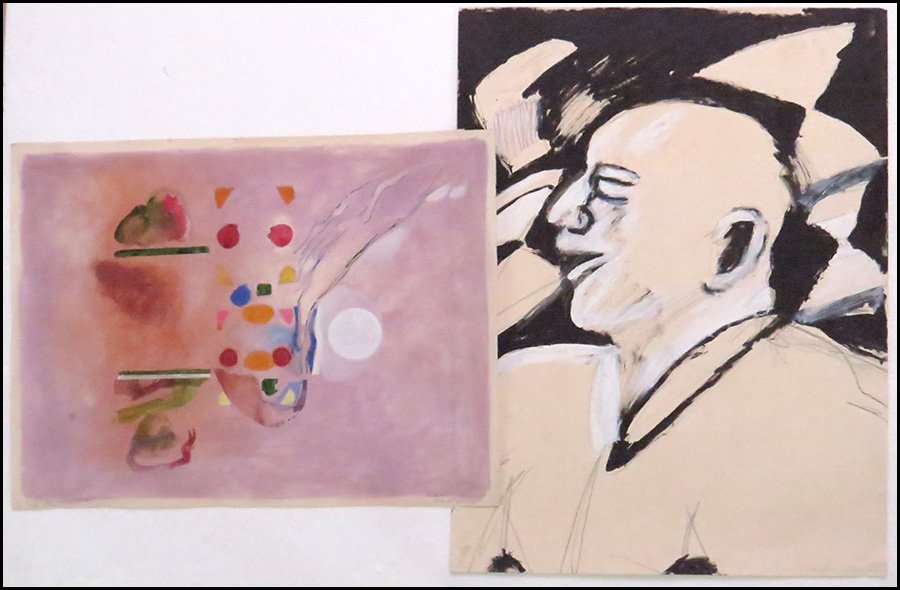 ATTRIBUTED TO DAVID SHARPE (AMERICAN, B.1936) WHITE MOO: ATTRIBUTED TO DAVID SHARPE (AMERICAN, B.1936) WHITE MOON, 1966. Watercolor and pastel on paper. Signed LR. Unframed. Together with a Robert Pollack drawing, dated 1984 Sheet: 20" x 26"