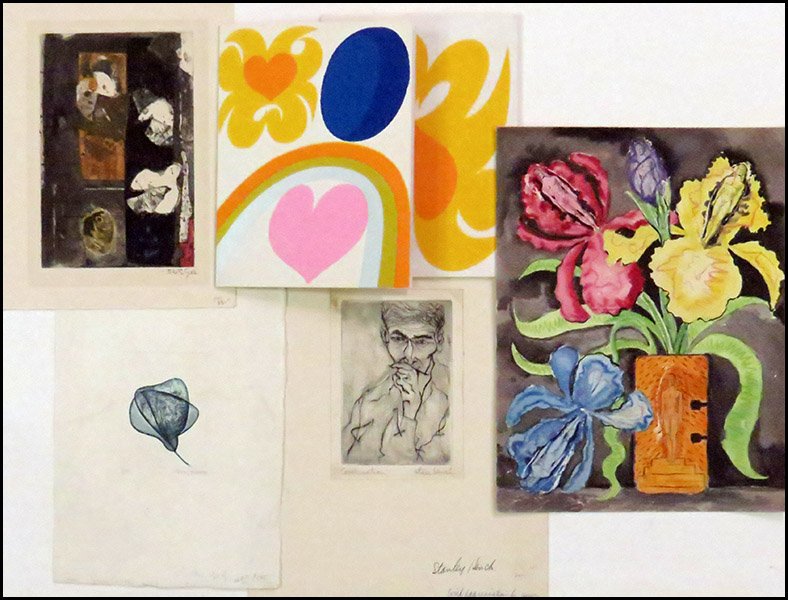 TERRY HAASS (CZECH, B.1923) FLOREAL.: TERRY HAASS (CZECH, B.1923) FLOREAL. Etching, edition 9/10. Pencil signed LR. Together with two Carol Summer serigraph prints, unsigned; a Stanley Hench etching, signed LR; a James Mesple mexed media