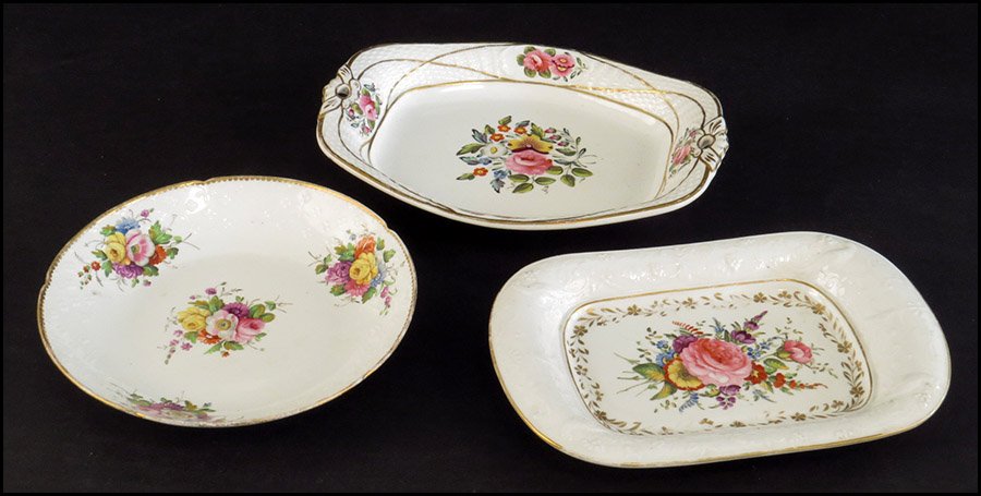 SPODE 19TH CENTURY PORCELAIN SHALLOW BOWL.: SPODE 19TH CENTURY PORCELAIN SHALLOW BOWL. Together with two serving dishes Largest 11"