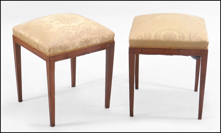 PAIR OF BIEDERMEIER FRUITWOOD STOOLS.: PAIR OF BIEDERMEIER FRUITWOOD STOOLS. Second quarter of 19th Century H: 19" W: 17" D: 17"