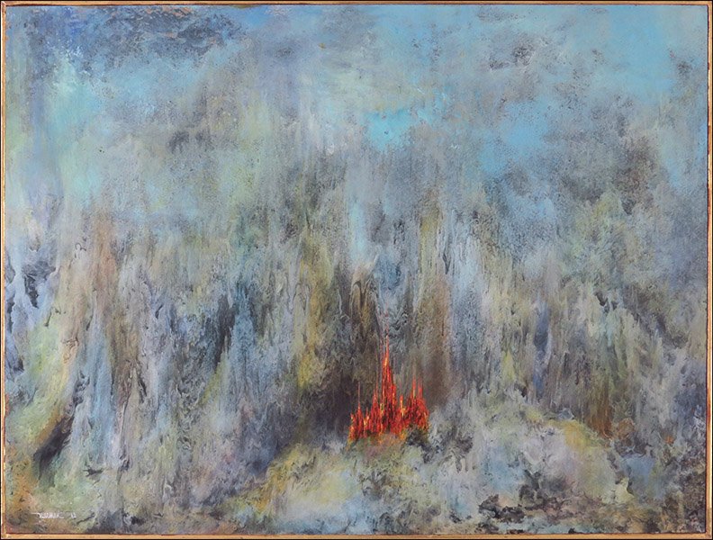 LEONARDO NIERMAN (AMERICAN/MEXICAN, B.1932) CIUDAD DORA: LEONARDO NIERMAN (AMERICAN/MEXICAN, B.1932) CIUDAD DORADO, 1962. Oil on masonite. Signed LL. Frame: 39" x 32" Board: 24" x 31.5"