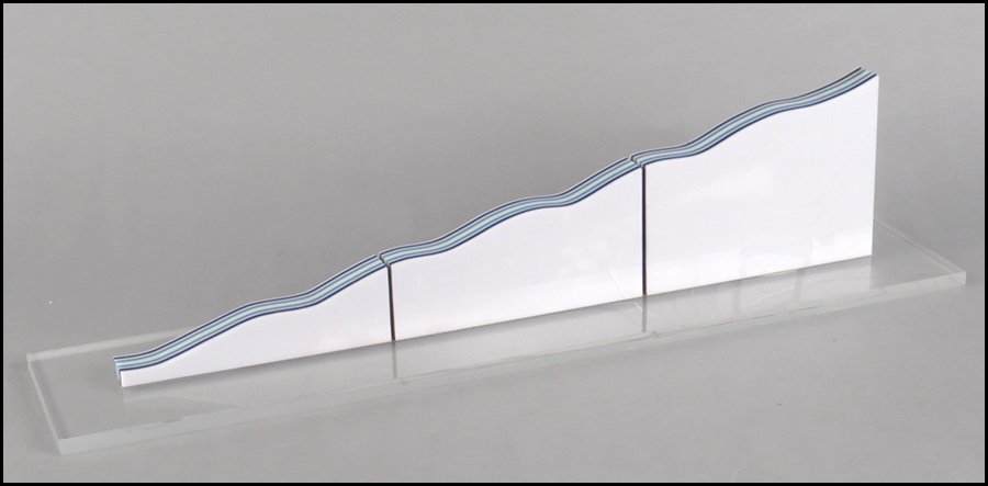 VIRGINIO FERRARI (AMERICAN/ITALIAN, B.1937) ASCENDING W: VIRGINIO FERRARI (AMERICAN/ITALIAN, B.1937) ASCENDING WAVES, 1970. Plexiglass, edition 2/100. Signature and date etched on the base H 6.5" x W: 6" x D: 28"