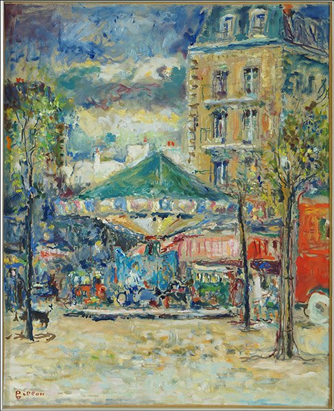 ARTHUR FILLON (FRENCH, 1900-1974) MENAGE LE SOUR.: ARTHUR FILLON (FRENCH, 1900-1974) MENAGE LE SOUR. Oil on paper, signed LL Sight: 23.5" x 19" Frame: 26" x 21"