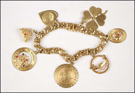 14 Karat Yellow Gold Charm Bracelet