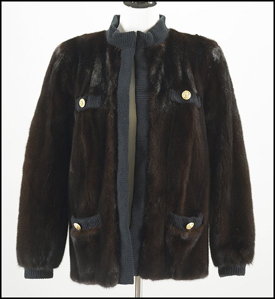 ADOLFO RANCH MINK JACKET.: ADOLFO RANCH MINK JACKET. With knit trim Size medium