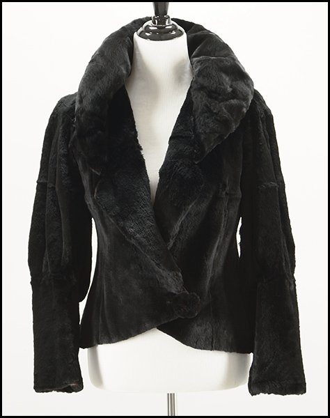 BLACK SHEARED MINK JACKET.: BLACK SHEARED MINK JACKET.