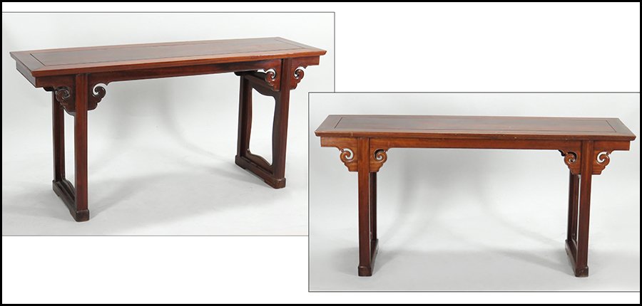 PAIR OF CHINESE ALTAR TABLES.: PAIR OF CHINESE ALTAR TABLES. 33" x 67.5" x 20"