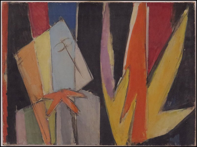 ATTRIBUTED TO MANFRED SCHWARTZ (AMERICAN, 1909-1970): ATTRIBUTED TO MANFRED SCHWARTZ (AMERICAN, 1909-1970) FIGURE AND PLANT ABSTRACTION. Oil on canvas. Unsigned. Unframed Canvas: 17.5" x 24"