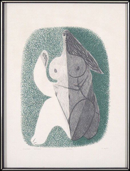 MARGO HOFF (AMERICAN, B. 1912) PICASSO'S 'THE BATHER'.: MARGO HOFF (AMERICAN, B. 1912) PICASSO'S 'THE BATHER'. Lithograph, edition 66/200. Pencil Signed LR. Frame: 25" x 19" Sight: 23.5" x 17.5"