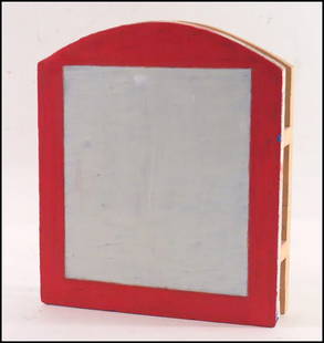 RODNEY CARSWELL (AMERICAN, B. 1946) SMALL WHITE: RODNEY CARSWELL (AMERICAN, B. 1946) SMALL WHITE RECTANGLE IN A RED ARCH. Oil and wax on canvas and wood. Signed and dated "1989" en verso. From Roy Boyd Gallery 14'' x 12'' x 4''