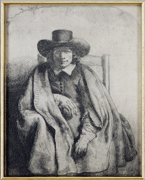 REMBRANDT VAN RIJN (DUTCH, 1606-1669) CLEMENT DE: REMBRANDT VAN RIJN (DUTCH, 1606-1669) CLEMENT DE JONGHE, CIRCA 1651. Etching and drypoint, signed within the plate, Bartsch B272 Sight: 8" x 6.5" Frame: 18" x 16.5"