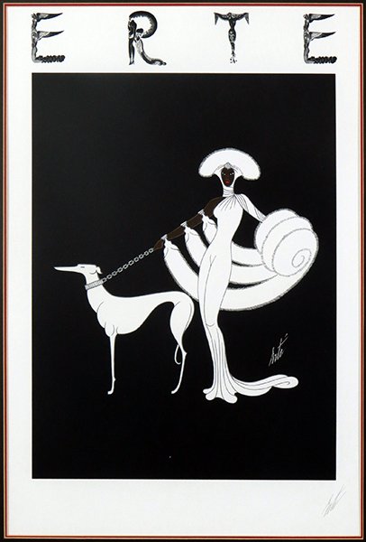 ROMAIN DE TIRTOFF ERTE (RUSSIAN, 1892 - 1990) EBONY AND: ROMAIN DE TIRTOFF ERTE (RUSSIAN, 1892 - 1990) EBONY AND WHITE. Serigraph. Pencil signed LR. Frame: 39" x 29". Provenance: Merrill Chase Galleries Sight 29" x 19"