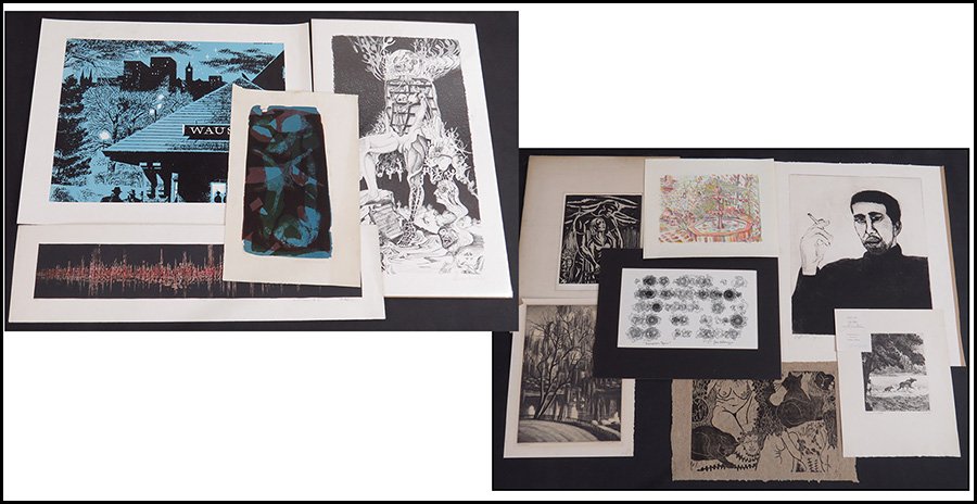 COLLECTION OF PENCIL SIGNED UNFRAMED PRINTS.: COLLECTION OF PENCIL SIGNED UNFRAMED PRINTS. Comprised of lithographs, etchings, and woodblock prints. Artist include: Theodor Allesch-Alescha, Joyce Armstrong, R. G. Howlan, P. Johnson, Bill Kolorwyj