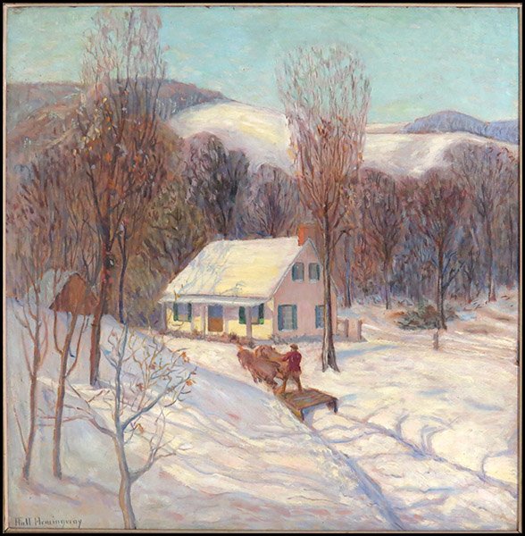 GRACE HALL HEMINGWAY (AMERICAN, 1872-1951) MIDWINTER: GRACE HALL HEMINGWAY (AMERICAN, 1872-1951) MIDWINTER SLEIGH RIDE. Oil on board. Signed "Hall Hemingway" LL. Grace was the mother of Ernest Hemingway Sight: 23'' x 24'' Frame: 29.5'' x 29.5''