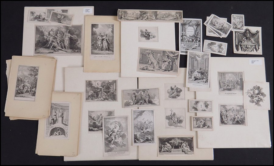 AFTER CHARLES ANTOINE COYPEL (FRENCH, 1661-1722): AFTER CHARLES ANTOINE COYPEL (FRENCH, 1661-1722) COLLECTION OF PRINTS. Comprised of thirty five etchings after Coypel by various engravers. Contains five prints mounted in mat board, the rest are loos