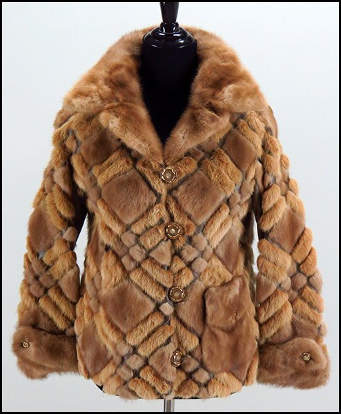 PATCHWORK MINK AND LEATHER JACKET.: PATCHWORK MINK AND LEATHER JACKET. Size small