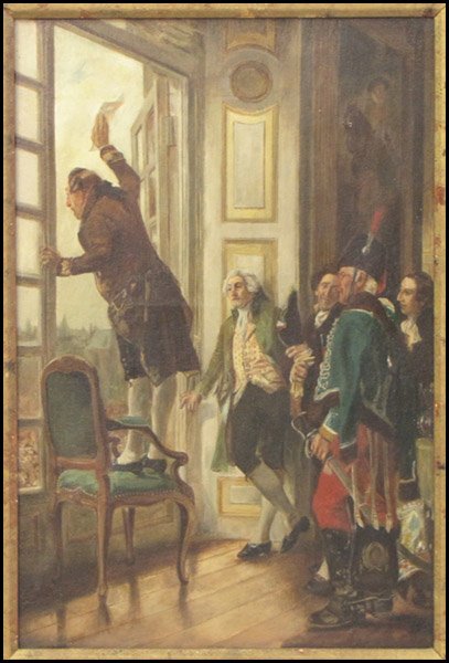 CONTINENTAL SCHOOL (19TH CENTURY) ADDRESSING THE: CONTINENTAL SCHOOL (19TH CENTURY) ADDRESSING THE MASSES. Oil on canvas, unsigned. Frame: 40.75" x 31" Canvas: 30.1" x 20"