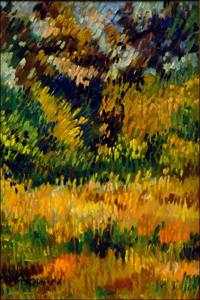 OTIS OLDFIELD (1890-1969) PARK SCENE.: OTIS OLDFIELD (1890-1969) PARK SCENE. Oil on board. Signed LL. Frame: 19" x 15" Board: 13" x 9"