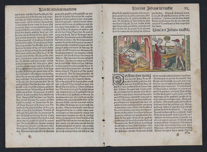 GERMAN SCHOOL (16TH CENTURY) COLLECTION OF ENGRAVINGS.: GERMAN SCHOOL (16TH CENTURY) COLLECTION OF ENGRAVINGS. Comprised of over sixty prints taken from book plates and two hand-colored book pages Smallest sheets: 2.5" x 3.5"