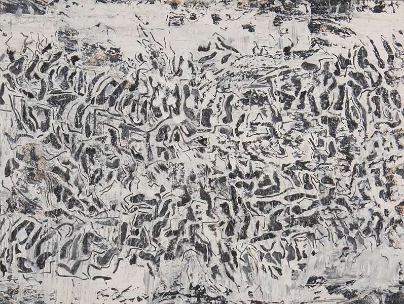 JOHN OTTERSON (AMERICAN, 1905 - 1991) ABSTRACTION IN BL: JOHN OTTERSON (AMERICAN, 1905 - 1991) ABSTRACTION IN BLACK AND WHITE. Gouache on paper. Signed UL. Frame: 23" x 30" Sight: 18.5" x 25"