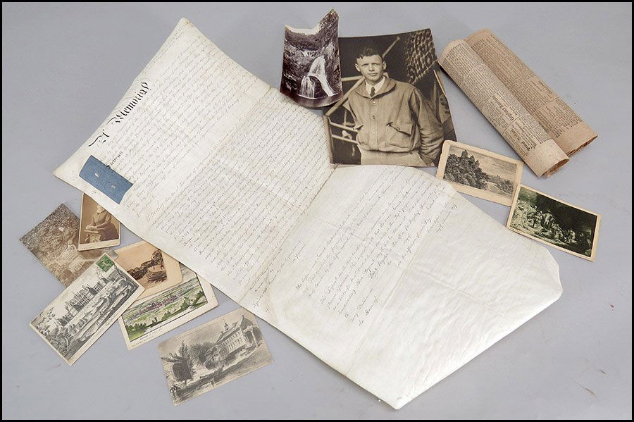 19TH CENTURY LAND INDENTURE.: 19TH CENTURY LAND INDENTURE. Granting the tranference of land in Ireland to Thomas Ball. Dated 1857, bearing a seal of witness. Together with a 1808 marriage certificate, seven post cards, an English