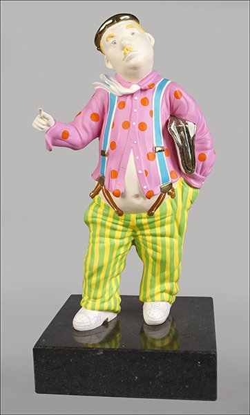 HIRO YAMAGATA (JAPANESE, B. 1948) DREAMER.: HIRO YAMAGATA (JAPANESE, B. 1948) DREAMER. Polychrome bronze, edition 73/275. Raised on a marble 2.5" tall marble base. Stamped with the signature and 'Martin Lawrence Editions' Height: 17"