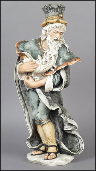 GIUSEPPE ARMANI 'MAGI KING INCENSE' FIGURE.: GIUSEPPE ARMANI 'MAGI KING INCENSE' FIGURE. From the Nativity series. Signed twice on the sculpture. Edition no.315/1000. Copyright Florence 1994. Bearing the Capodimonte 'N' crown stamp. With origina