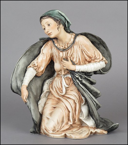 GIUSEPPE ARMANI 'MADONNA' FIGURE.: GIUSEPPE ARMANI 'MADONNA' FIGURE. From the Nativity series. Signed on the sculpture. Edition 315/1000. Copyright Florence 1994. Bearing the Capodimonte 'N' crown stamp. With original box H: 11.25''